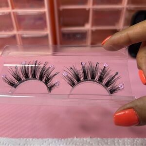 16 MM Pink Flower strip eyelashes custom made by Pragmatic Aesthetics